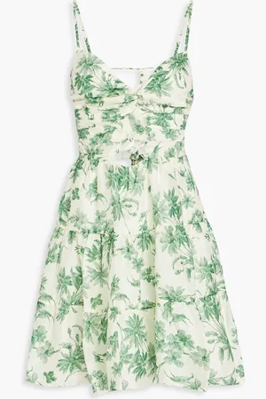 Sandro Twisted cutout floral-print linen-blend mini dress