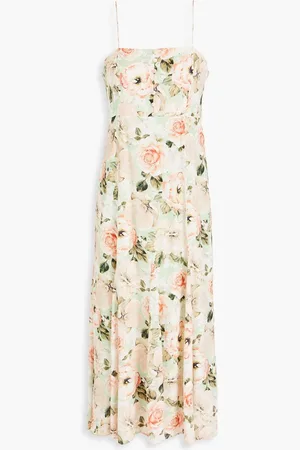 ALICE+OLIVIA Alice Olivia - Cutout floral-print satin midi dress - Green