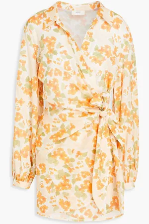 Peony Floral-print linen and cotton-blend coverup - Orange