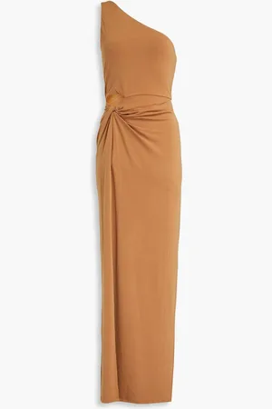 ALICE+OLIVIA Alice Olivia - Ashby one-shoulder twist-front jersey maxi dress - Brown
