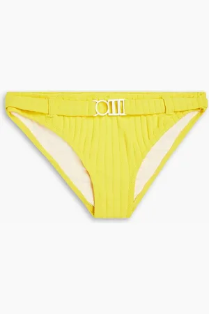 Solid Belted ribbed low-rise bikini briefs
