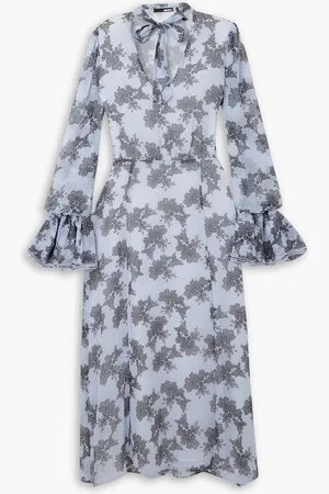 ROTATE Ginny floral-print crepon midi dress - Purple