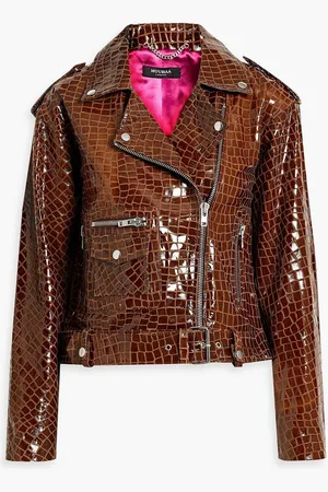 Muubaa Glossed croc-effect leather jacket