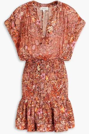 A.L.C. Carly shirred floral-print silk-crepon mini dress