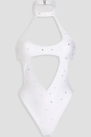 Alessandra Rich Embellished cutout swimsuit