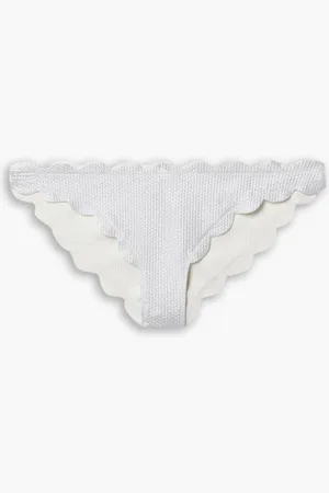 Marysia Antibes reversible scalloped metallic seersucker bikini briefs - Metallic