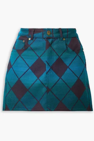 Ahluwalia Argyle wool-piqué mini skirt - Blue