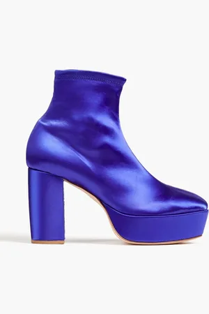 RED(V) Stretch-satin platform ankle boots - Blue