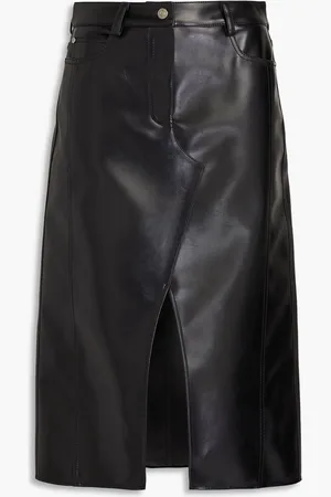 Msgm Appliquéd faux leather midi skirt