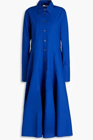 CO Flared tton-poplin midi shirt dress - Blue