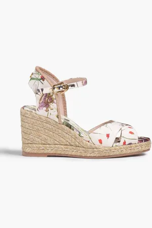 Stuart Weitzman Floral-print twill espadrilles - White
