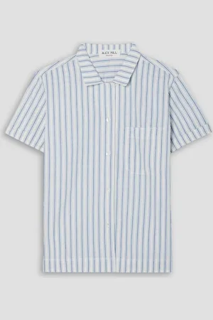 ALEX MILL Camp striped cotton and linen-blend shirt - Blue