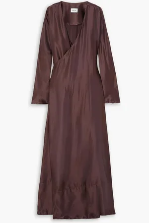 Beare Park Silk-satin maxi wrap dress - Burgundy
