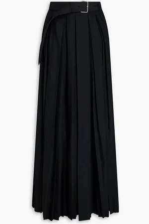 Peter Do Belted pleated sateen maxi skirt