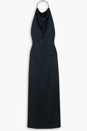 Gauchere Draped open-back satin maxi dress - Blue