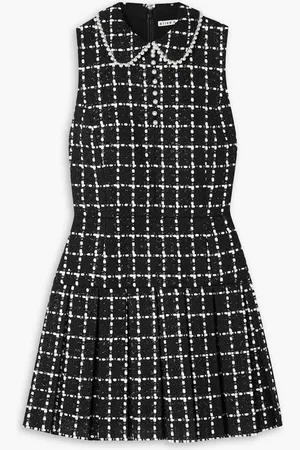 ALICE+OLIVIA Alice Olivia - Ellis faux pearl-embellished metallic bouclé-tweed mini dress