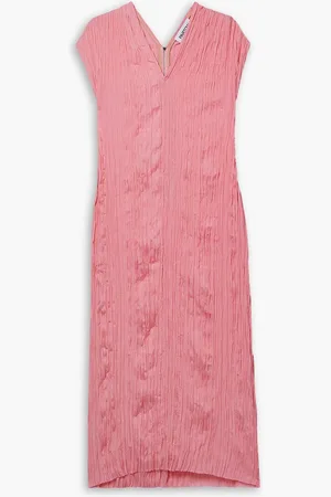 Partow Liana plissé-satin midi dress