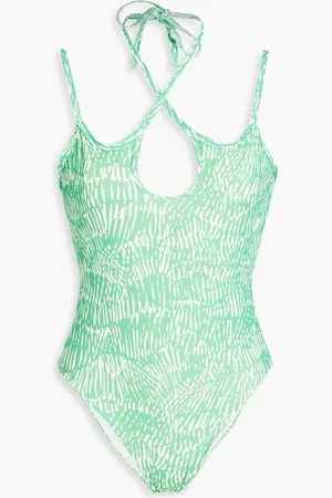Simkhai Alayna printed halterneck swimsuit