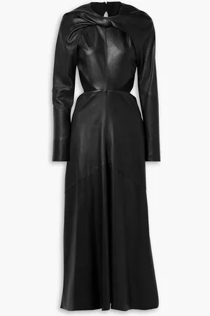 Victoria Beckham Twist-front open-back leather midi dress