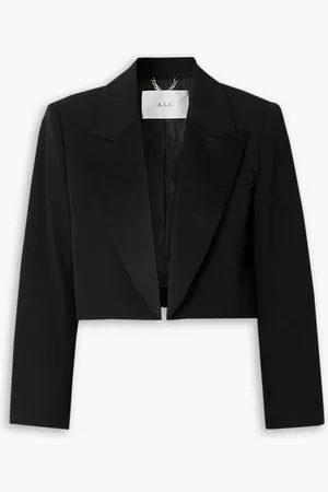 A.L.C. Anderson cropped satin-trimmed twill blazer