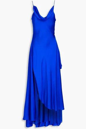 Nicholas Draped chiffon and satin maxi dress - Blue