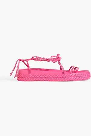 AJE Astrid chain-embellished leather platform sandals - Pink