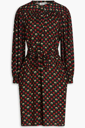 Antik Batik Belted floral-print woven mini shirt dress