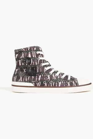 Isabel Marant Benkeeth tie-dyed denim high-top sneakers - Purple