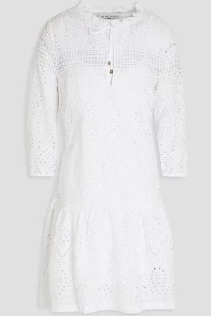 Heidi Klein Gathered broderie anglaise cotton mini dress