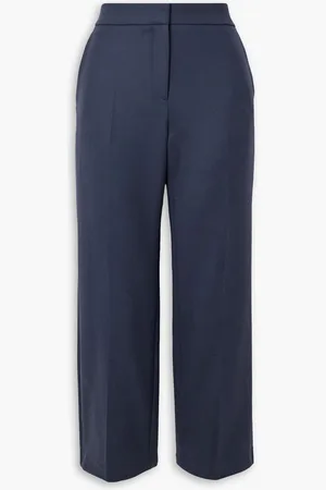 BRANDON MAXWELL Cropped wool-blend straight-leg pants - Blue