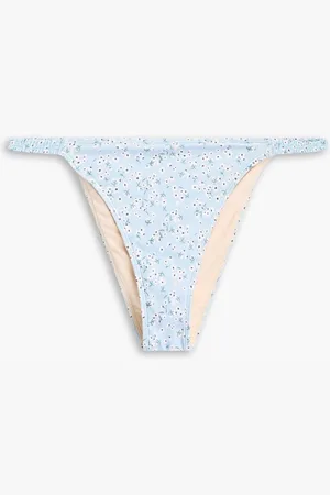 Peony Floral-print stretch-ECONYL low-rise bikini briefs - Blue