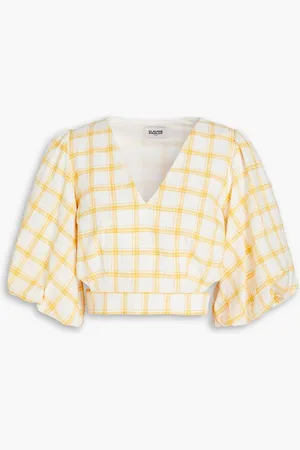 Claudie Pierlot Cropped checked cotton top
