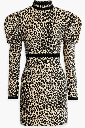 BATSHEVA Tate leopard-print cotton-velvet mini dress