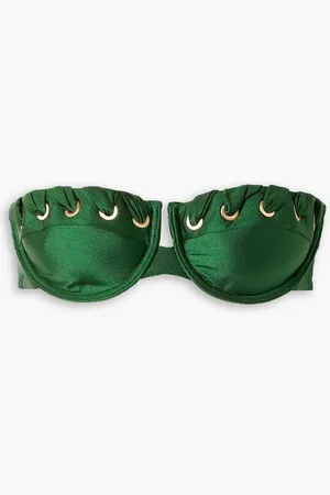 ZIMMERMANN Devi strapless eyelet-embellished bikini top - Green