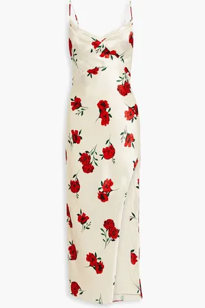 Nicholas Draped floral-print satin-crepe midi dress