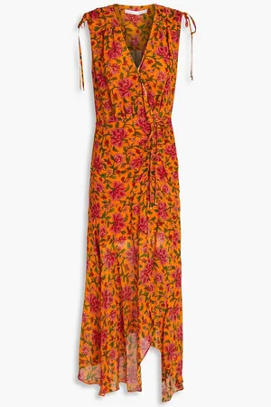 VERONICA BEARD Dovima ruched wrap-effect floral-print silk-chiffon maxi dress
