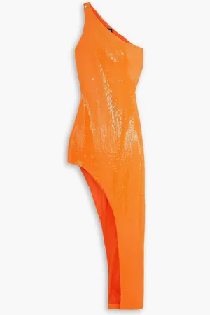DAVID KOMA One-shoulder asymmetric sequined crepe midi dress