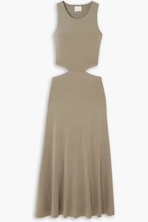 Ninety Percent Argo cutout stretch-TENCEL™ Lyocell midi dress - Neutral