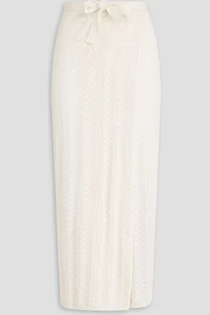 Holzweiler Crochet-knit cotton midi wrap skirt