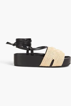 Tory Burch Raffia and leather platform sandals - Neutral