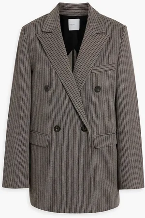 ROSETTA GETTY Double-breasted herringbone tweed blazer - Brown