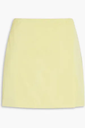 Puccini Crepe-satin mini wrap skirt - Yellow
