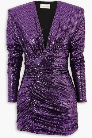 ALEXANDRE VAUTHIER Ruched sequined stretch-jersey mini dress - Purple