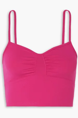 LIVE THE PROCESS Vega cropped gathered stretch-Supplex top - Pink