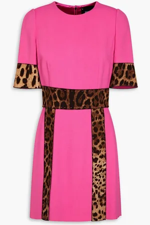 Dolce & Gabbana Leopard print-paneled stretch-crepe mini dress