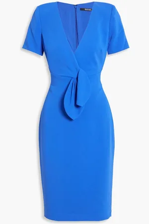 Badgley Mischka Knotted crepe dress - Blue