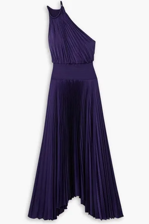 A.L.C. Ruby asymmetric pleated satin midi dress - Purple