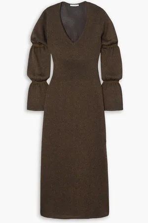 Ninety Percent Demi metallic ribbed-knit midi dress