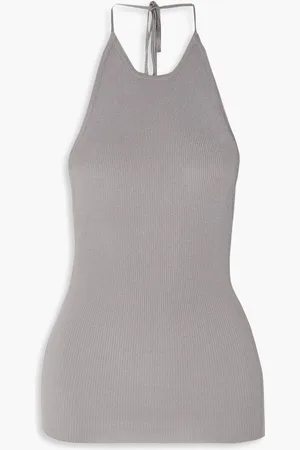 Peter Do Ribbed-knit halterneck top - Gray