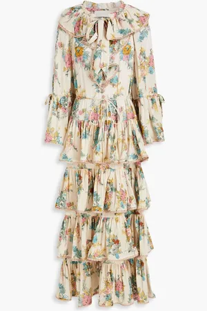 ZIMMERMANN Tiered floral-print cotton-blend crepon maxi dress